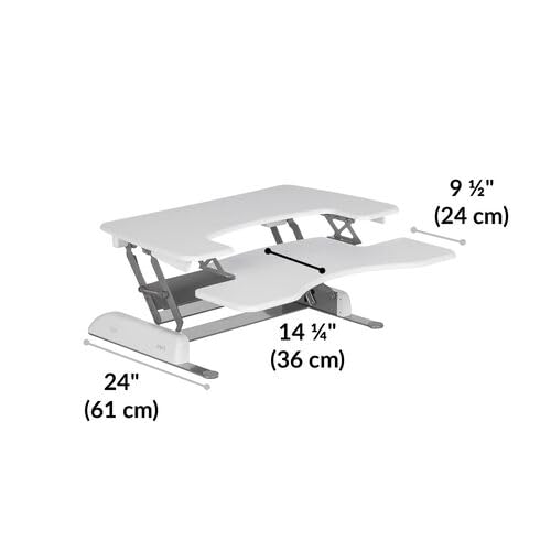 Vari Varidesk Pro Plus 36 Standing Desk Converter – 11 Height Settings + Spring Lift, 2 Tier Design, Keyboard Tray, Fits Desktops 36” Wide x 26.5" Deep – Delivers Fully Assembled (White)