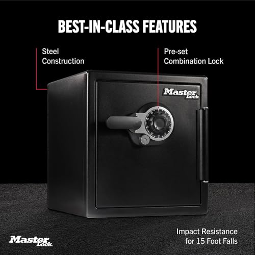 Master Lock Black Premium Fireproof and Waterproof Safe with Combination Dial, 1.23 cu-ft, STW123DUB