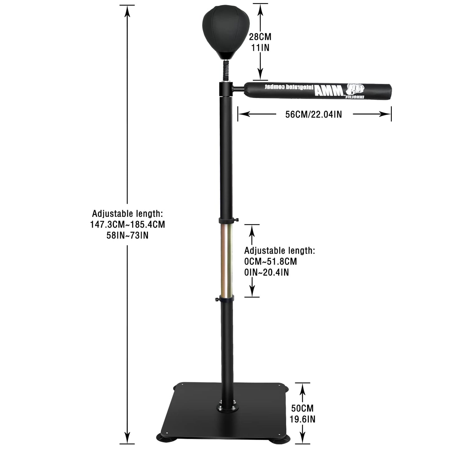 INNOLIFE Boxing Speed Trainer,Boxing Spinning Bar with Speed Bag Free Standing Adjustable Height from 4.8 ft-6 ft