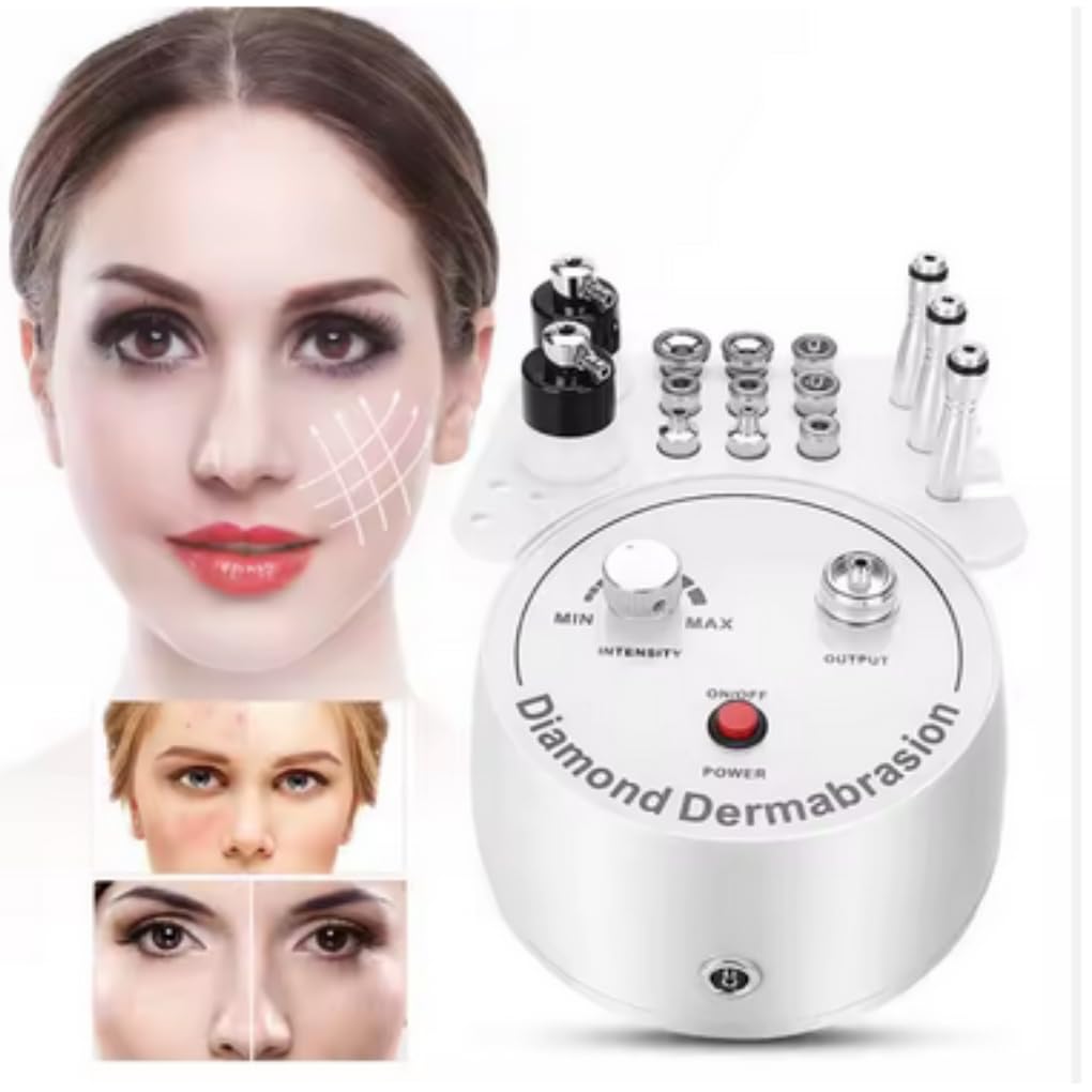 Diamond Microdermabrasion Machine,3 in 1 Demabrasion Facial Peeling with Vacuum Glass Tube Spray Bottle Skin Care Device for Salon Personal Home Use
