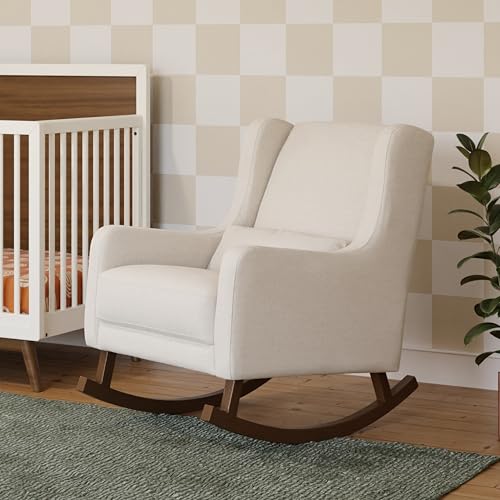 Babyletto Kai Rocker in Performance Natural Eco-Twill, Water Repellent & Stain Resistant, Greenguard Gold and CertiPUR-US Certified