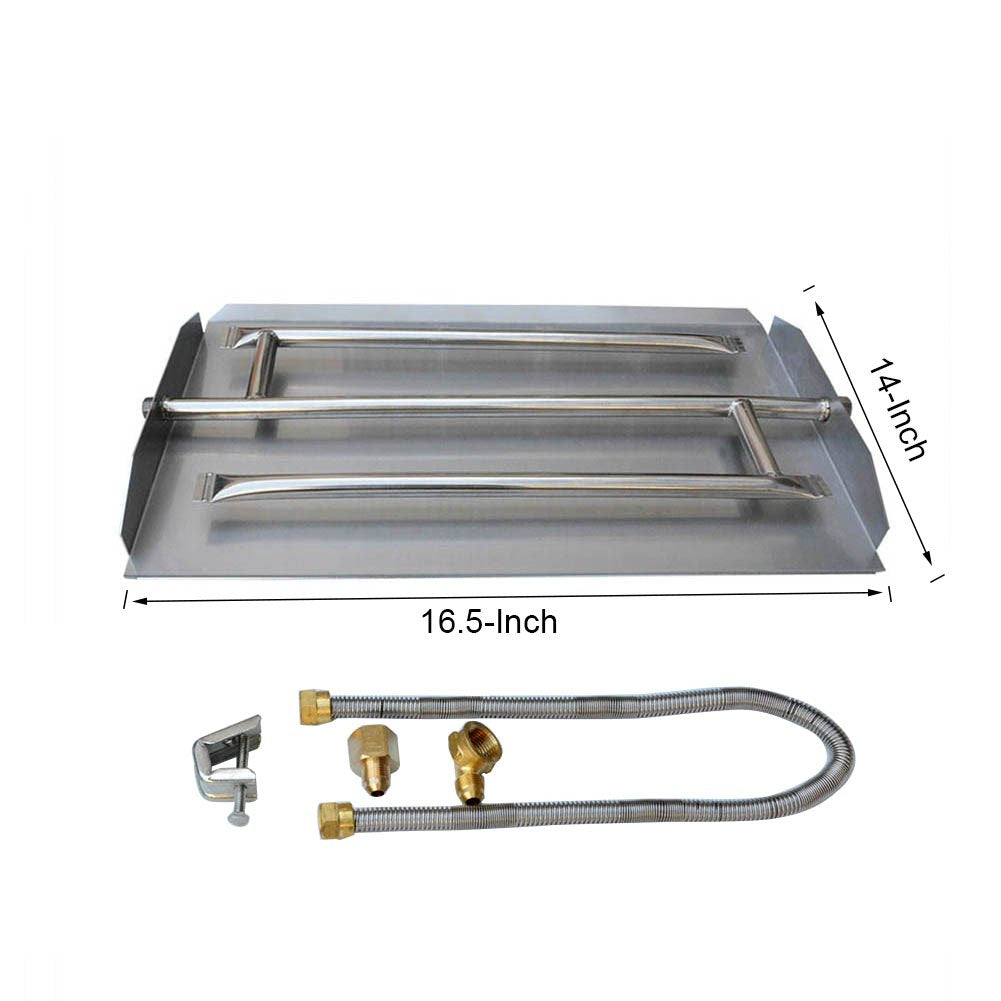 Stanbroil Stainless Steel Natural Gas Fireplace Triple Flame Pan Burner Kit, 16.5-inch