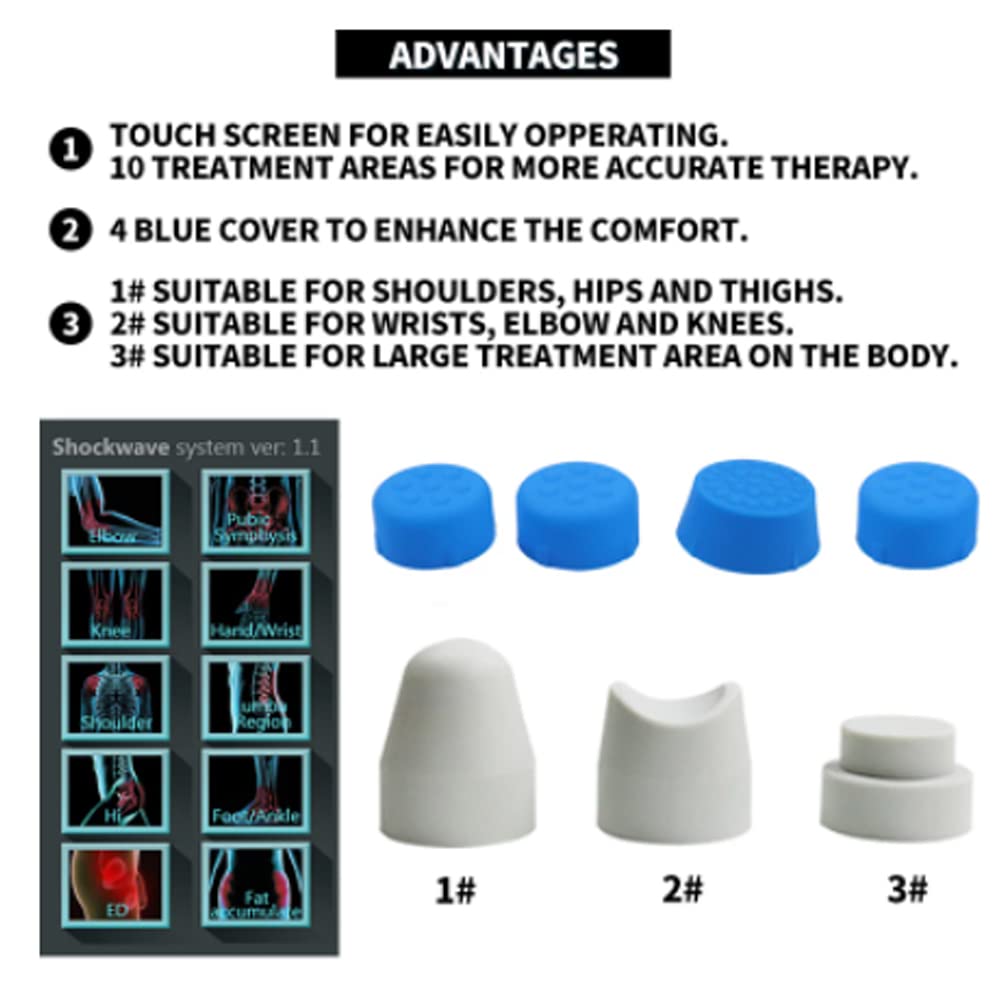 Shefmon Shockwave Therapy Machine Body Muscle Relaxation Massager Tool Shock Wave Pain Relief with 7 Heads