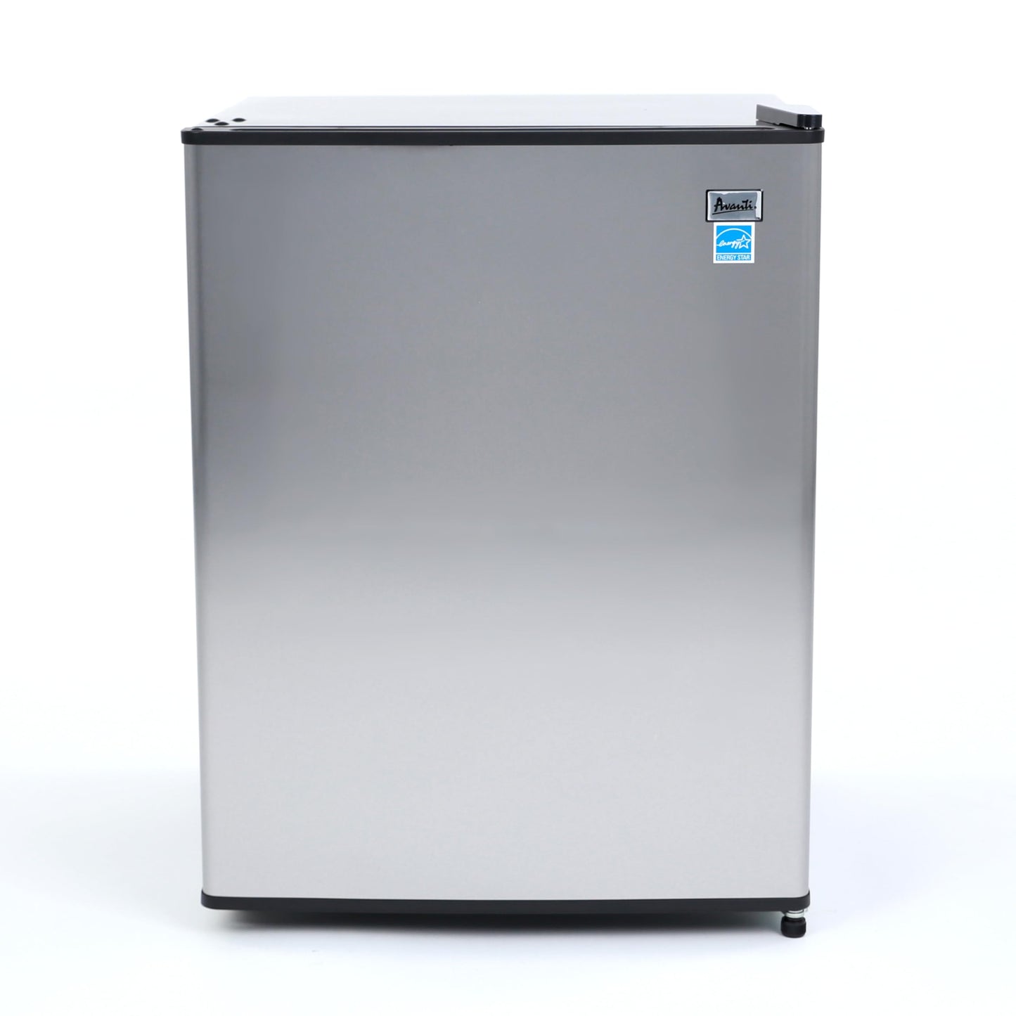 Avanti Mini Fridge Compact Refrigerator for Home Office or Dorm, Features Single Reversible Door Removable Shelves Automatic Defrost and Adjustable Temperature Control, 2.4-Cu.Ft, Stainless Steel