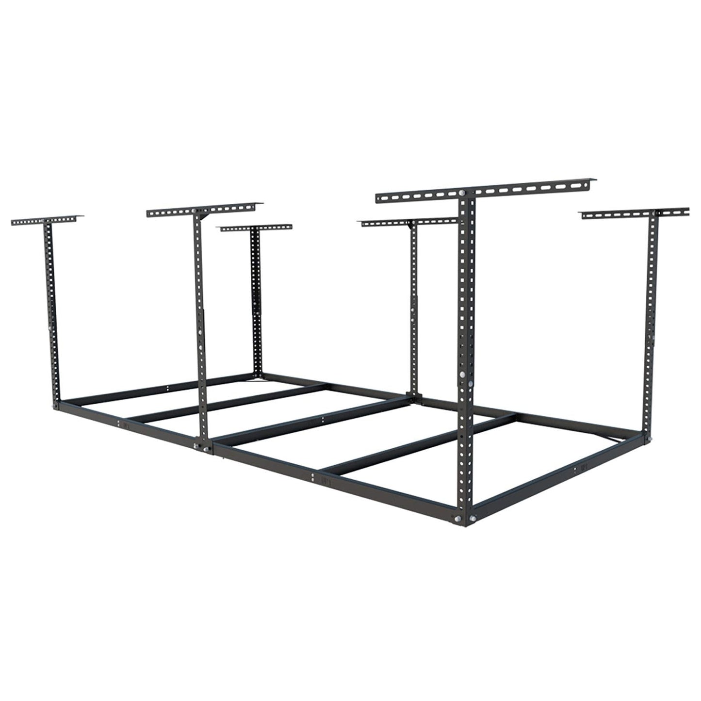 FLEXIMOUNTS 4x8 Overhead Garage Storage Rack without Decking, plus 2-Pack 2x4ft Wall Shelving Rack for Bikes and Tools, 450lbs+440lbs Capacity, Heavy-Duty Garage Organizer, Black