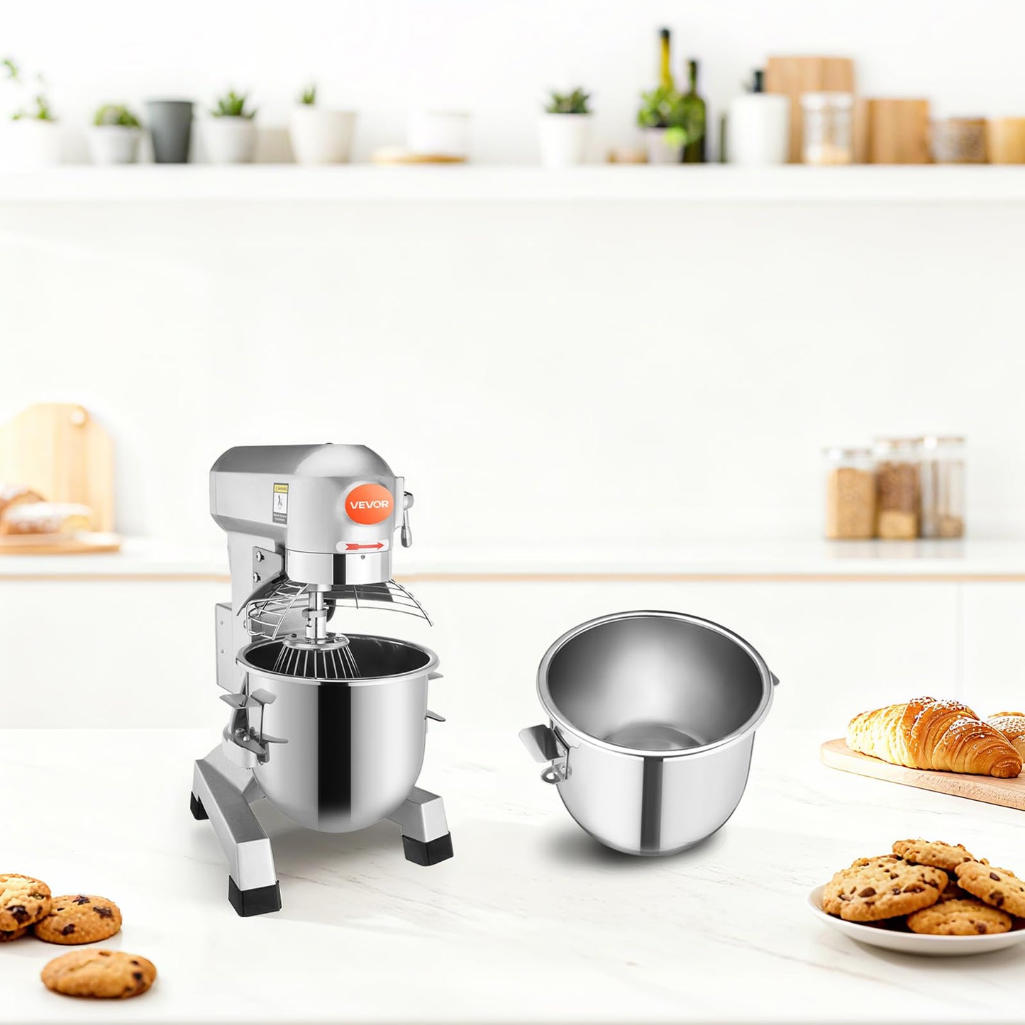 Happybuy 20Qt Commercial Food Mixer with Timing Function, Commercial Mixer 1100W Stainless Steel Bowl Heavy Duty Electric Food Mixer Commercial with 3 Speeds Adjustable, Perfect for Bakery Pizzeria