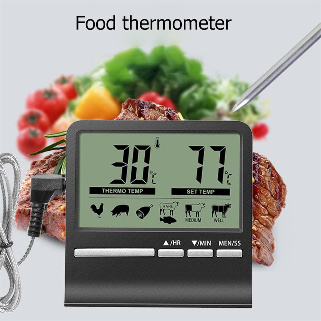 BERHUTJ Kitchen Food Thermometer Digital Barbecue Meat Cooking Baking Timer Electronic Measuring Meter