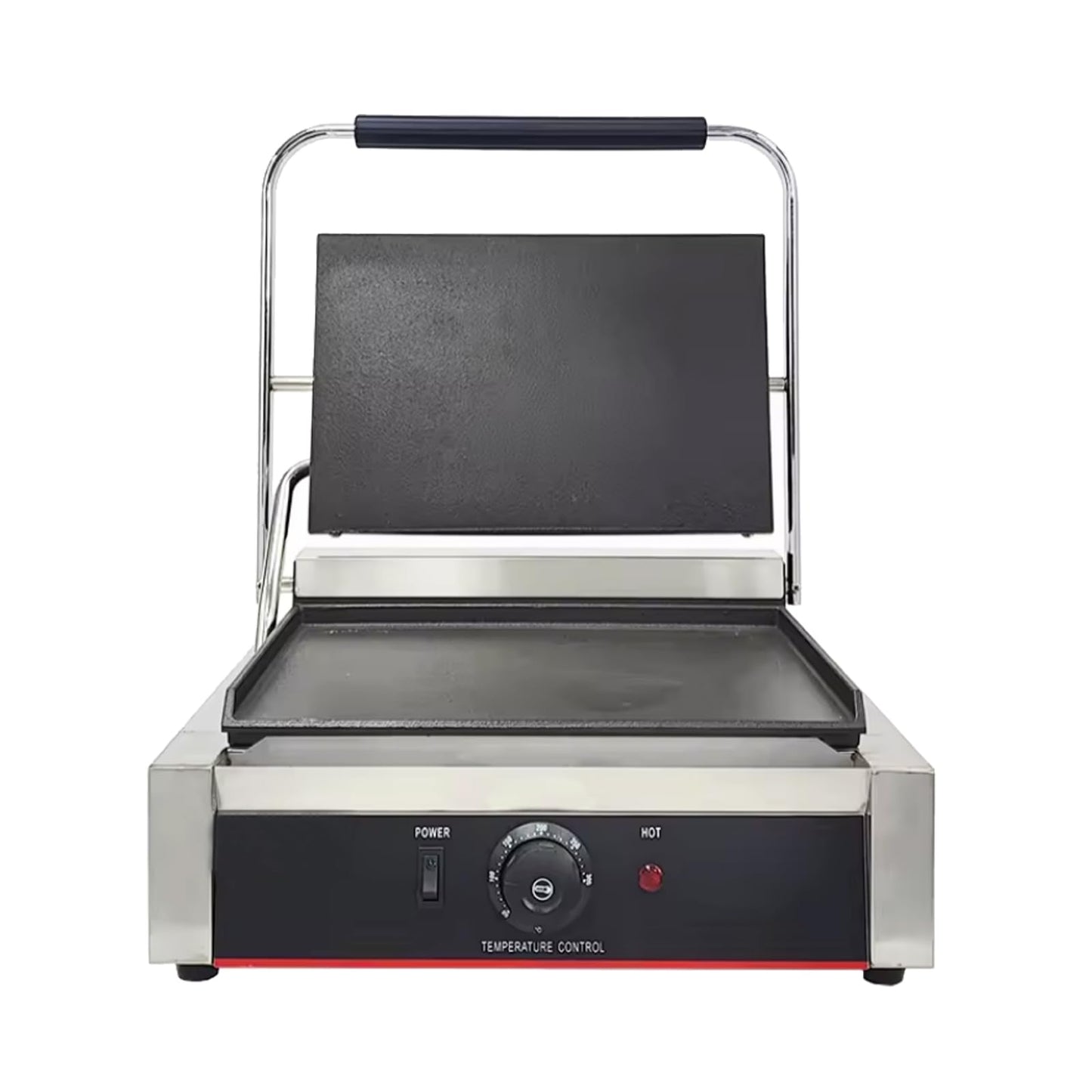 Commercial Panini Press With Grooved Grill Sandwich Maker Machine Electric Contact Grill Single (Large Smooth Top&Bottom)