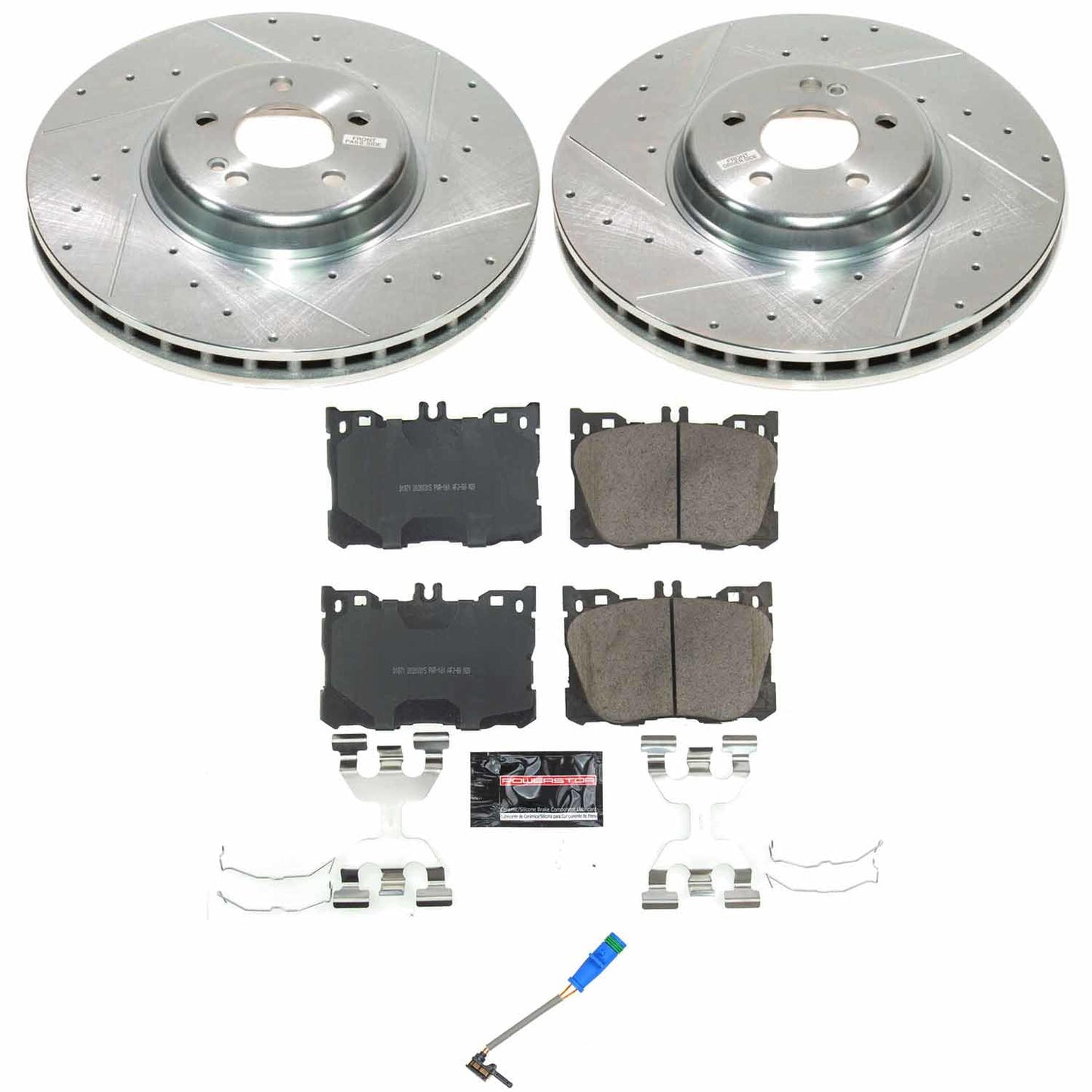 PowerStop Front Brake Kit For Mercedes-Benz E53 AMG 2022-23 - Drilled and Slotted Disc Rotors with Ceramic Brake Pads Replacement, K9260