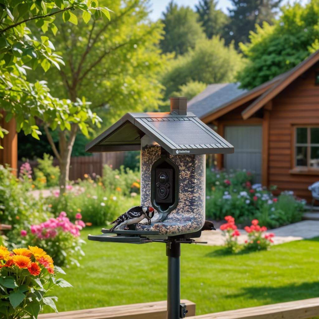 Feathersnap Smart Birdfeeder with AI Identification and Wi-Fi Solar Powered, Captures HD Pictures and Videos Sent Directly to Your Phone (Bird Feeder & Starter Kit)