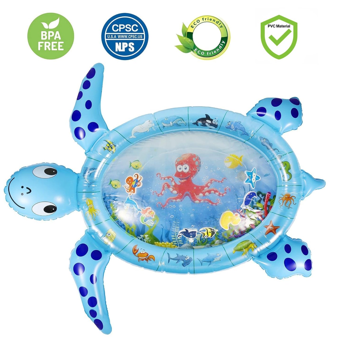 Gebra Sea Turtle Tummy Time Water Mat β Inflatable Baby Play Mat for 3β12 Months Boys & Girls, Sensory Activity Toy & Gift for Visual and Muscle Development