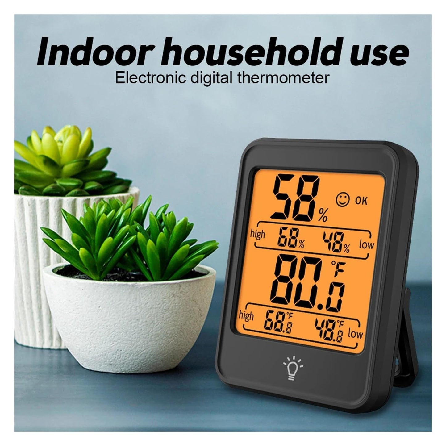 CVGfko Large Size LCD Digital Thermometer Hygrometer Indoor Room Electronic Temperature Humidity Meter Sensor Gauge Weather Station,Mc40 Black