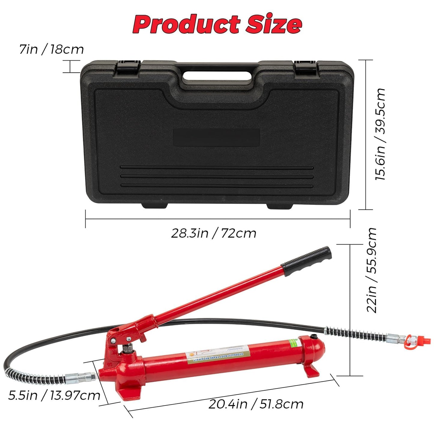 Garvee 12 Ton Hydraulic Porta Power Kit with 4.6ft Hose & Storage Case, 26,455LBS Capacity Auto Body Repair Tool for Car Truck Garage Frame Maintenance