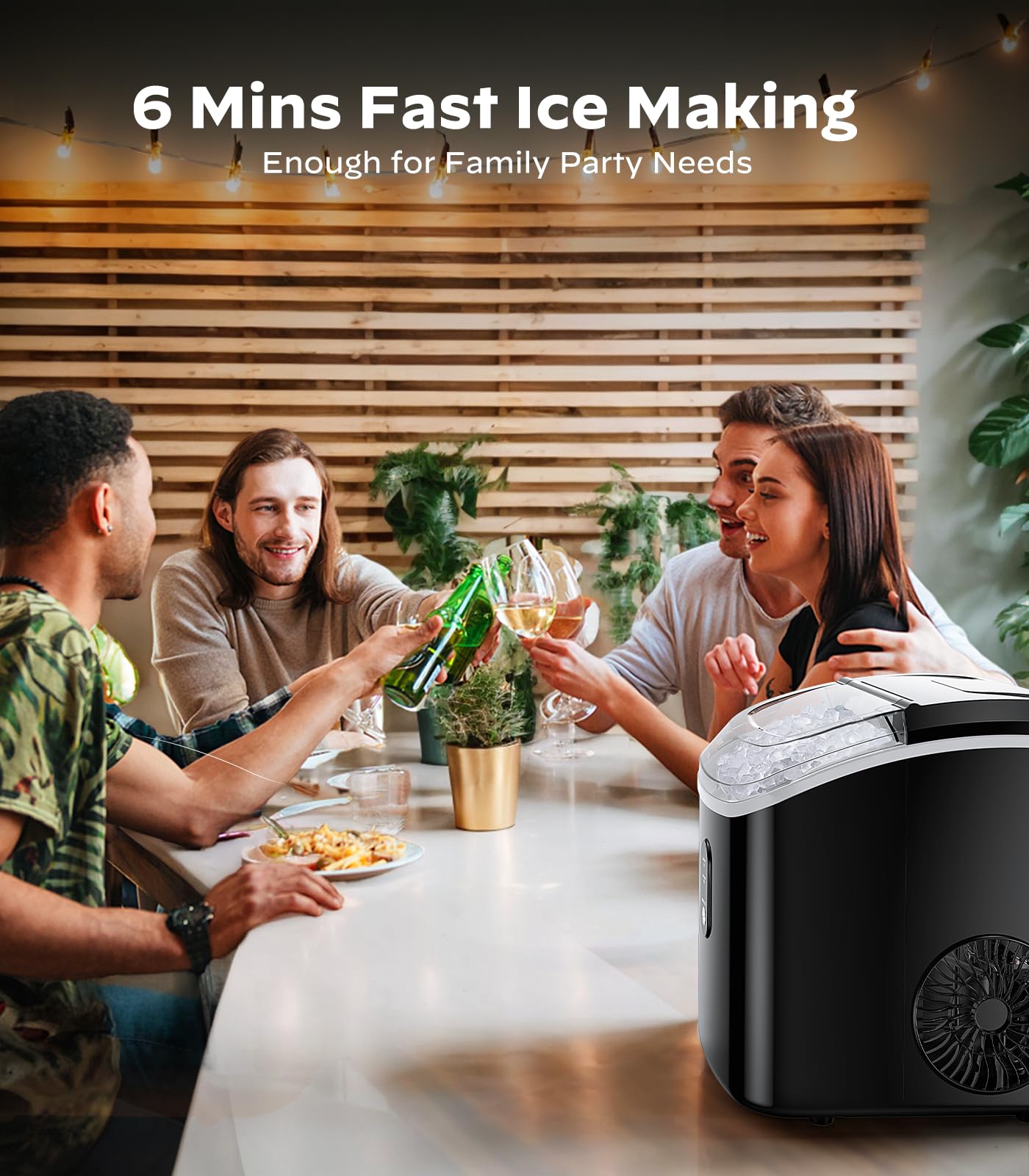Nugget Ice Makers Countertop, Pellet Ice Machine with Self-Cleaning Function, Nugget Ice Machine Produces 33 lbs of Chewable Ice in 24 Hours, Sonic Ice Maker Perfect for Home Kitchens Party Camping