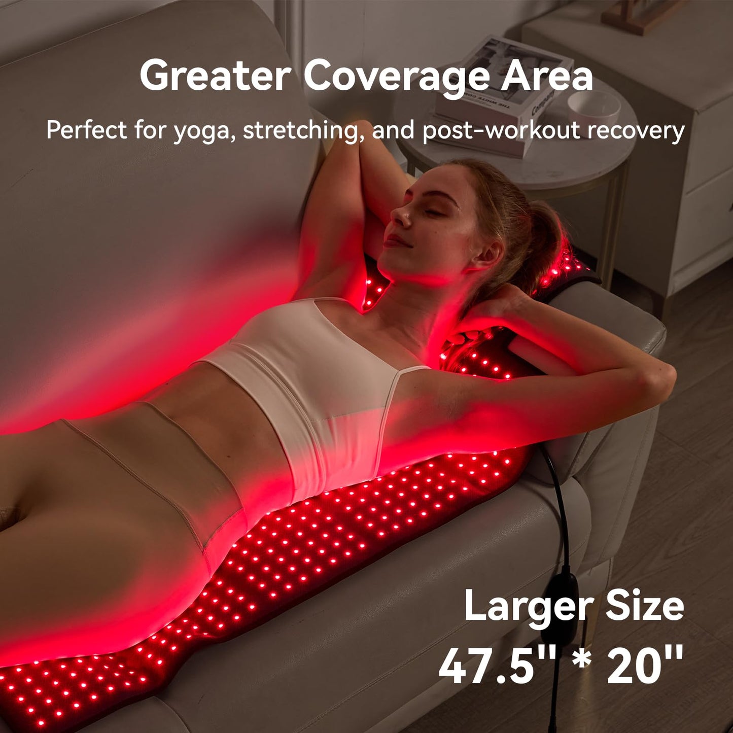 Extra Large Red Light Therapy Mat, High-Density LEDs Full Body Red Light Therapy, 660nm & 850nm Dual Wavelengths, Foldable Red Light Therapy Blanket with Timer, 47.5" x 20"