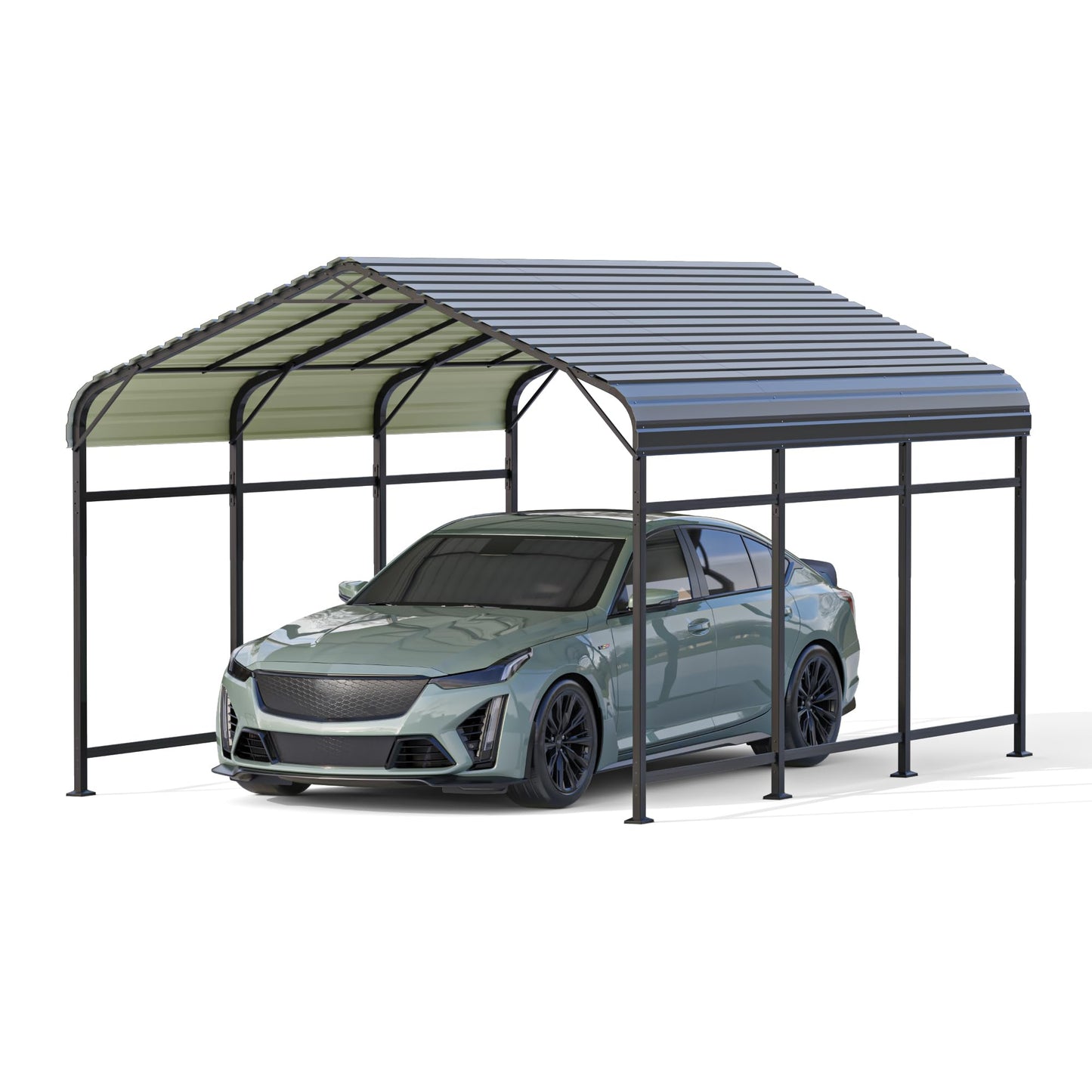 Patiowell 10'x15' Metal Carport, Heavy Duty Carport Canopy with Reinforced Frame and Galvanized Steel Roof, All-Weather Outdoor Car Shelter for Car, Truck, Boat and Tractor, Black