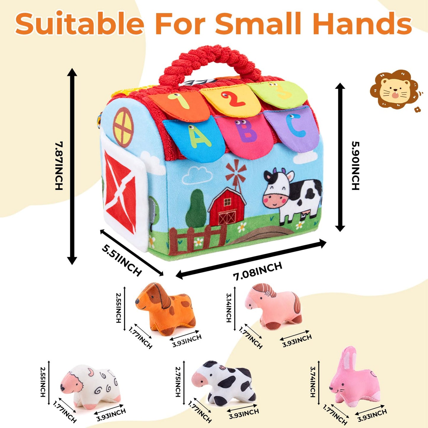 Eaistose Baby Toys 6-12 Months, Barn with Stuffed Farm Animals, Montessori Toy for Babies, Sensory Toys for Toddlers 1-3, Portable Baby Farmhouse Toy, Birthday Gift for Infants & Toddlers