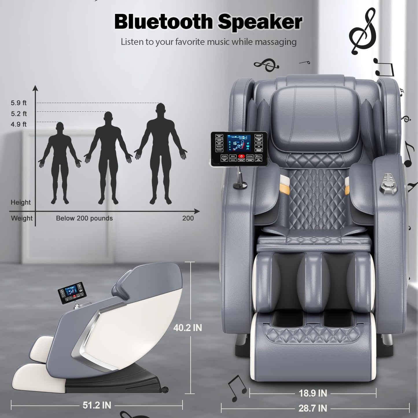 AOVOJRM Massage Chair Full Body- Zero GravityMassage Recliner with Air Pressure, 10 Fixed Massage Rollers, Heating, Foot Roller, Bluetooth Speaker for Home Office, for mom/dad (White)