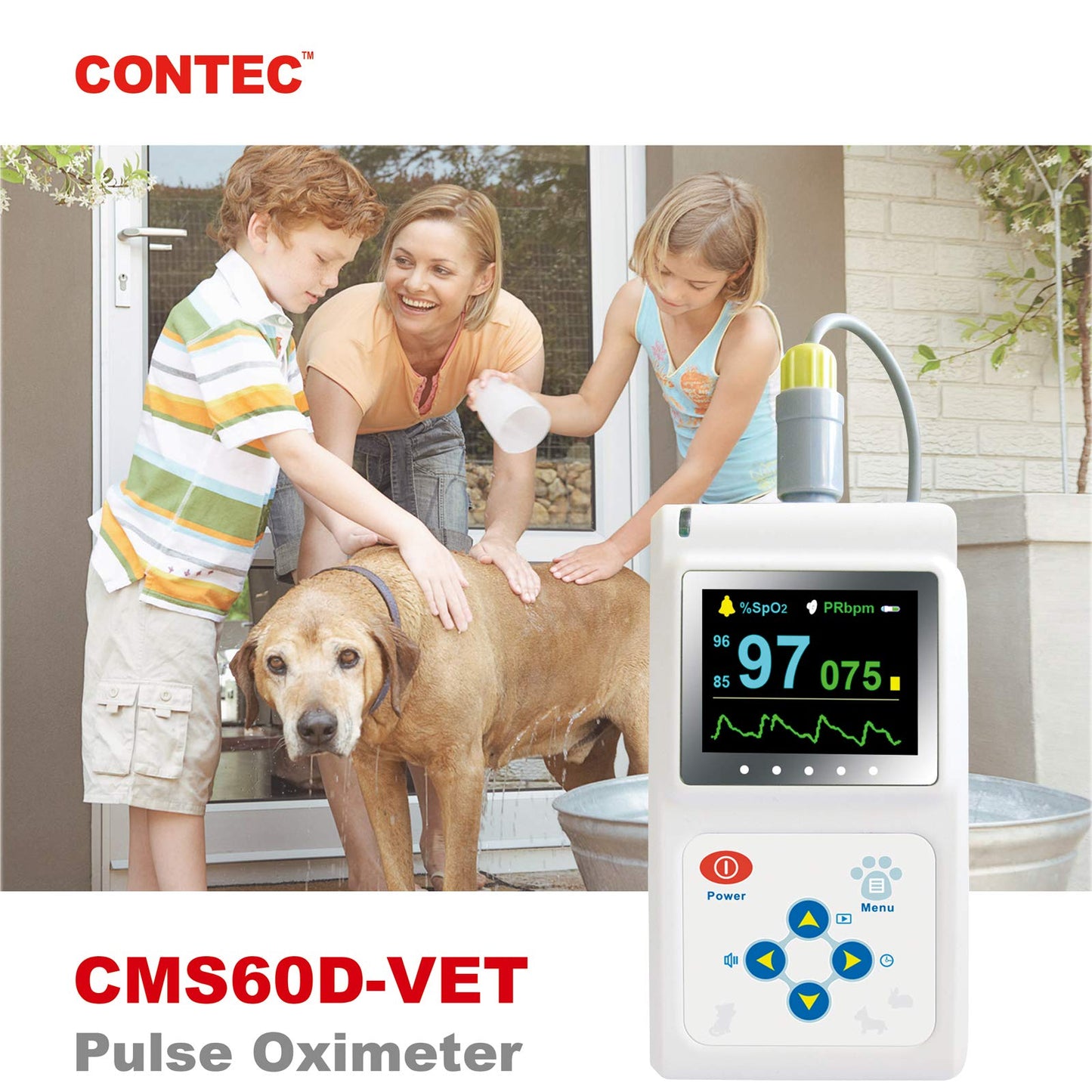 CONTEC CMS60D-VET Veterinary Pulse Oximeter Handheld Machine for Cat and Dog with Pulse Rate Tongue/ear SPO2 Probe