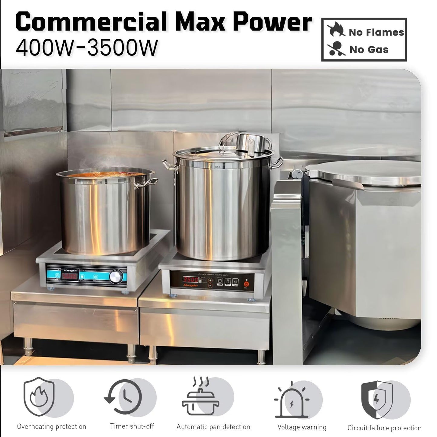 3500W Commercial Induction Cooktop, 240V Single Induction Burner with 18-Hour Timer, High-Efficiency Induction Heater for Restaurant & Catering