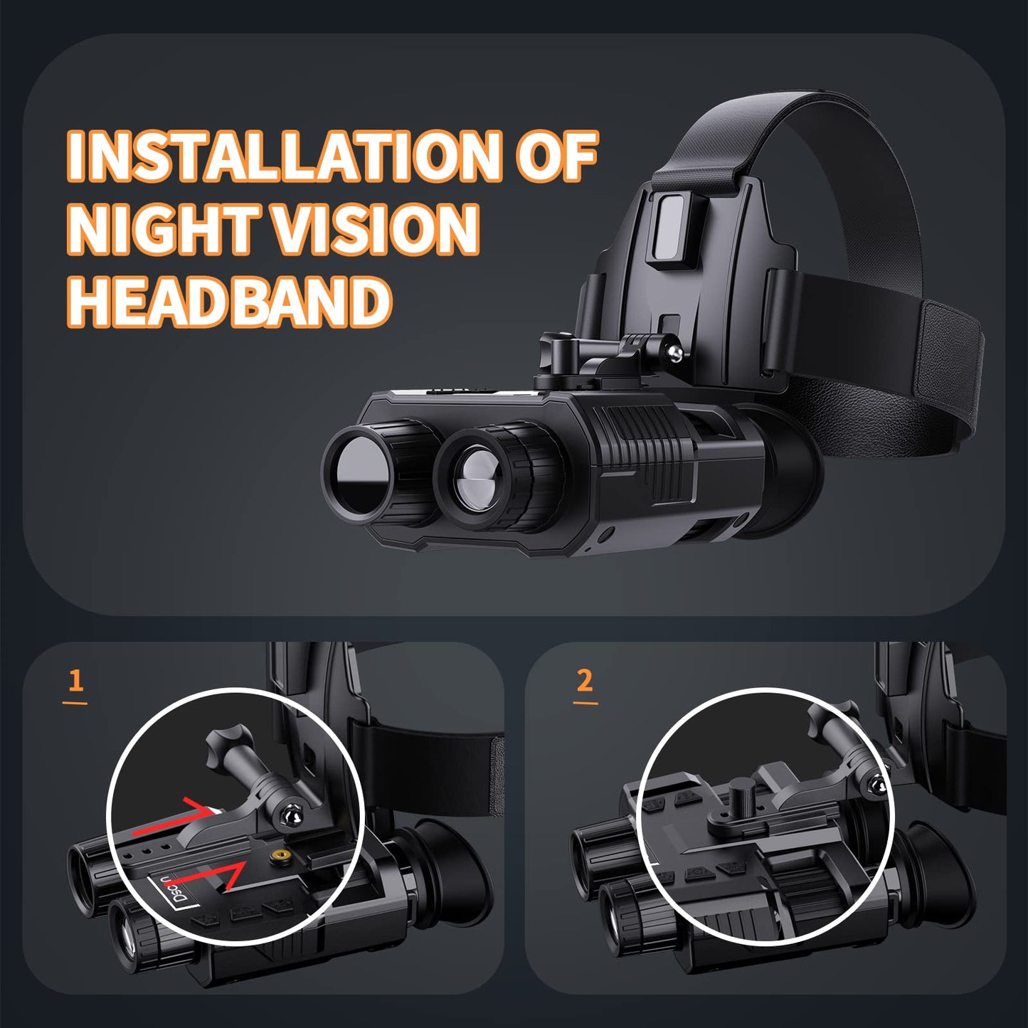 4K Night Vision Goggles,Head-Mounted Night Vision Binoculars with 8X Digital Zoom, Rechargeable Infrared Goggles with Screen for Viewing 984ft in 100% Darkness FHD Video for Adult(64GB TF)