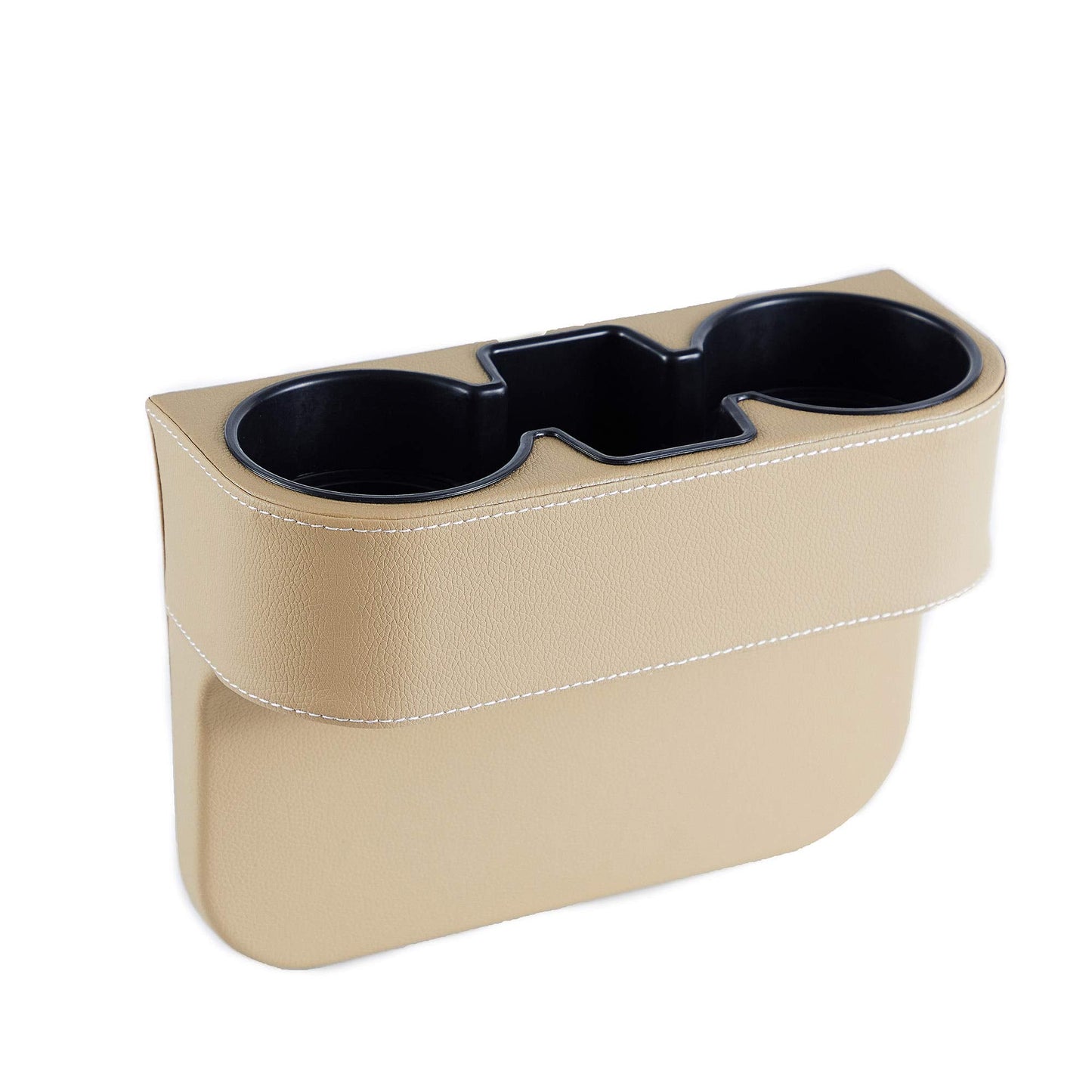 Car Cup Holder, Auto Cup Drink Holders,Multifunctional Auto Front Seat Organizer with PU Leather Cover, Gap Filler Storage Box Coin Bucket Console Side Pocket Cell Mobile Phone Holder (Black)