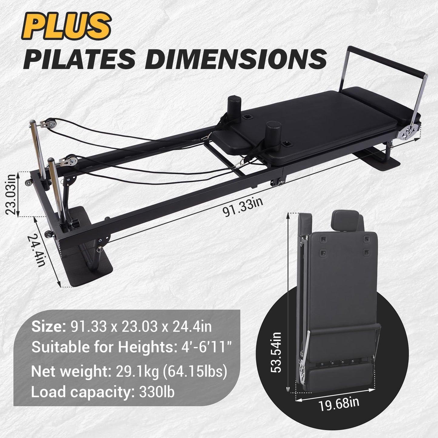 Foldable Pilates Reformer Machine for Home Use,Pilates Bed with Adjustable Springs, Compact Reformer for Studio Apartment & Gym, Ideal for Beginners to Advanced