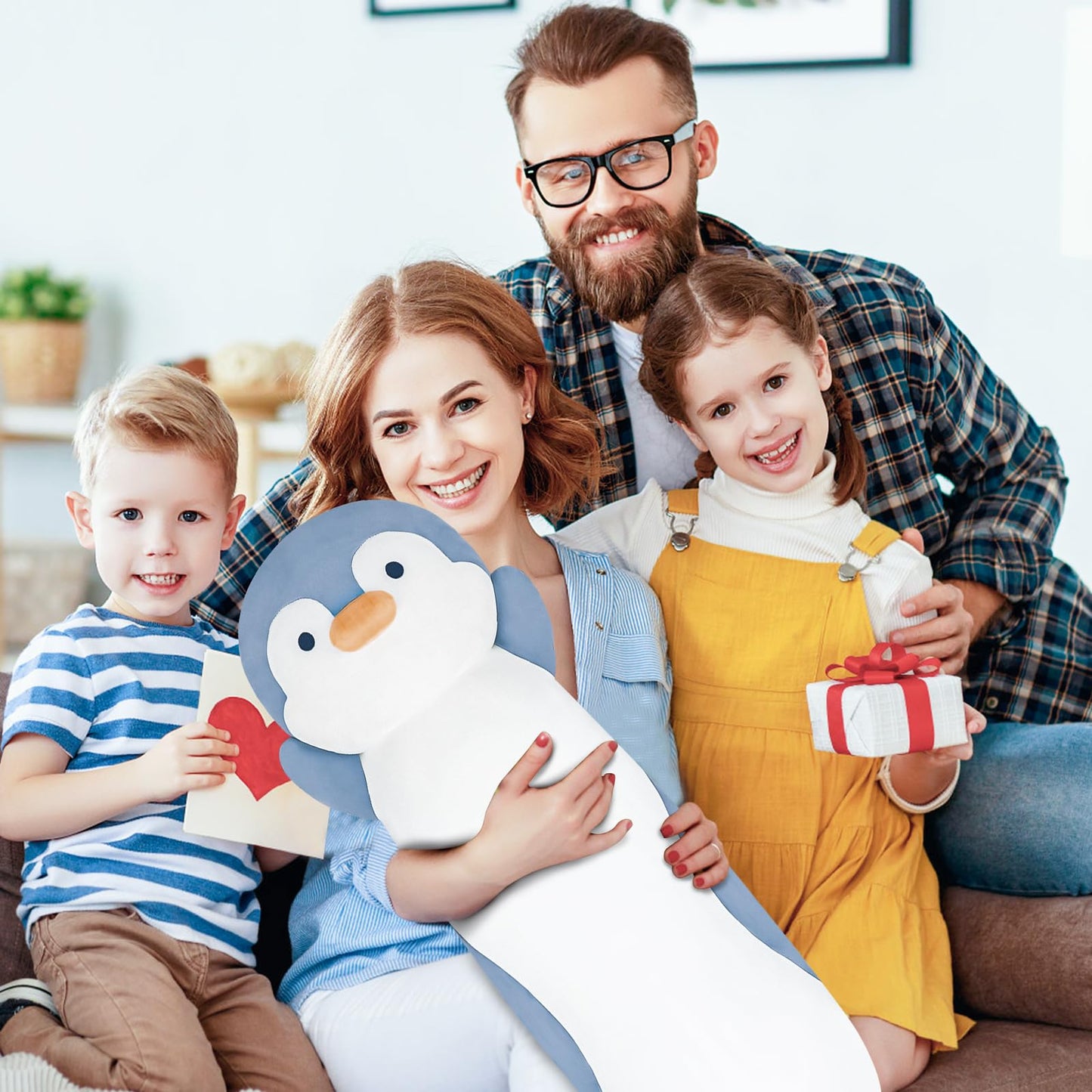 Dalmao 36" Penguin Stuffed Animal, Soft Jumbo Long Cuddle Pillow, Cute Blue Penguin Plush Body Pillow Plushies Toy Gift for Kids, Boy and Girls Birthday, Easter