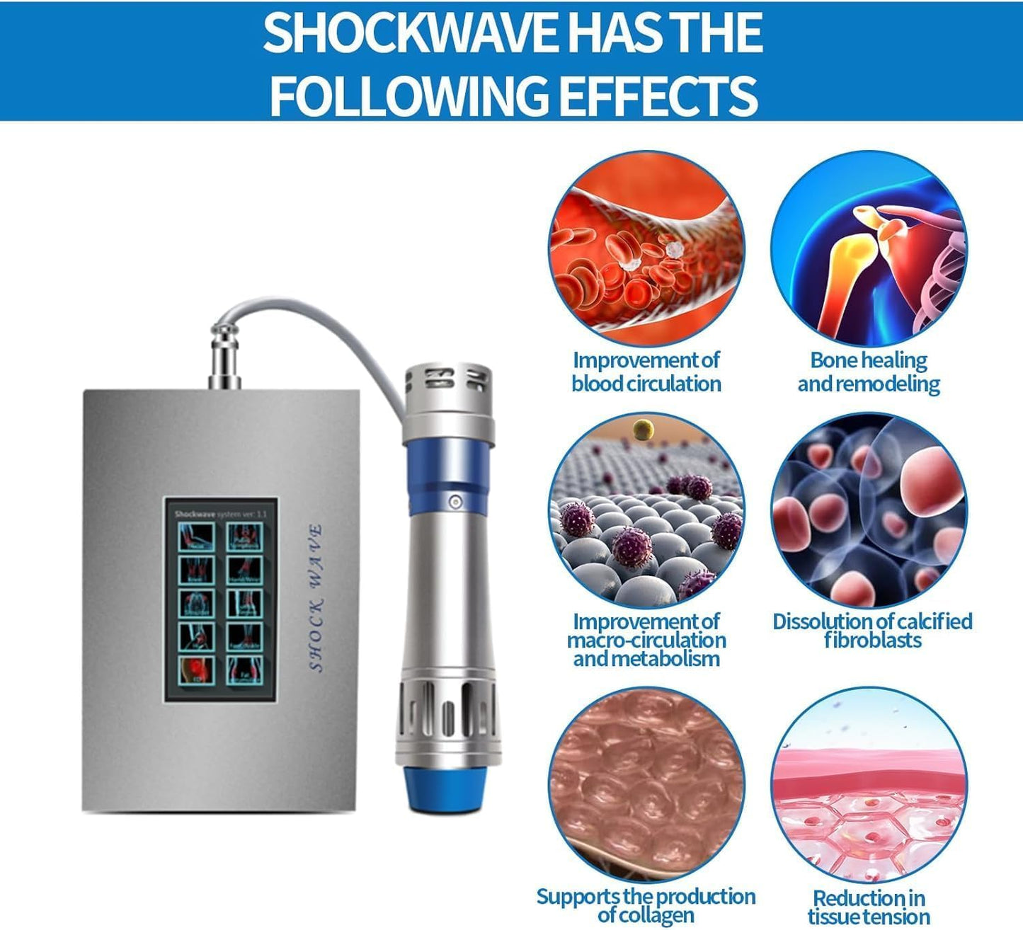 Extracorporeal Shock Wave Therapy Machine, Non-Invasive Pain Relief Focused Shockwave Therapy for Athletes Injuries,Back, Elbows, Portable Shockwave Therapy Device Deep Tissue Massage Massager