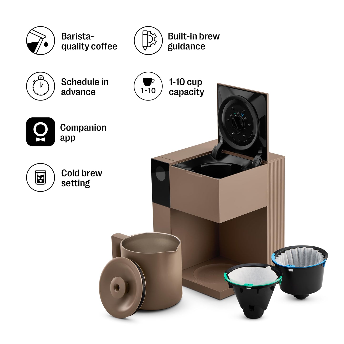 Fellow Aiden Precision Drip Coffee Maker, Thermal Carafe, Perfect Temperature Control, Bloom Cycle, Single Serve to 10 Cup Capacity, Malted Chocolate