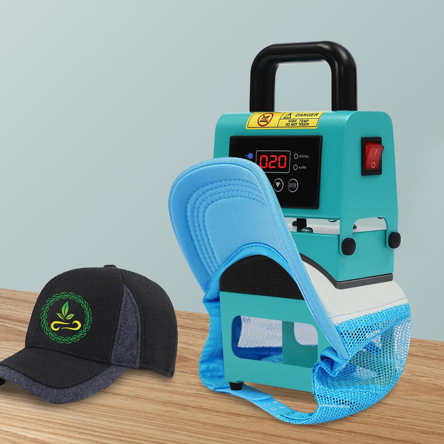 Hat Heat Press Machine 350W Power Press Industrial Digital Sublimation Heat Press Machine Multifunctional Professional Semi-Automatic Heat Press Transfer Machine for Cap T-Shirt Pillowcase