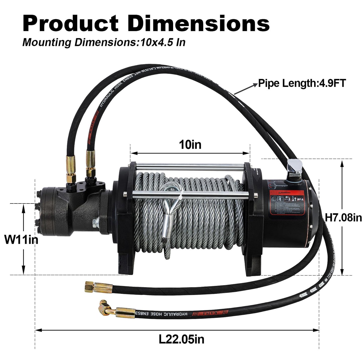 CXRCY Hydraulic Winch 2/5"x78FT Steel Cable - BMR80 Hydraulic Motor Motor, 36:1 Gear Ratio - Great for Wreckers, Trailers & Vehicle Recovery(15000LBS)