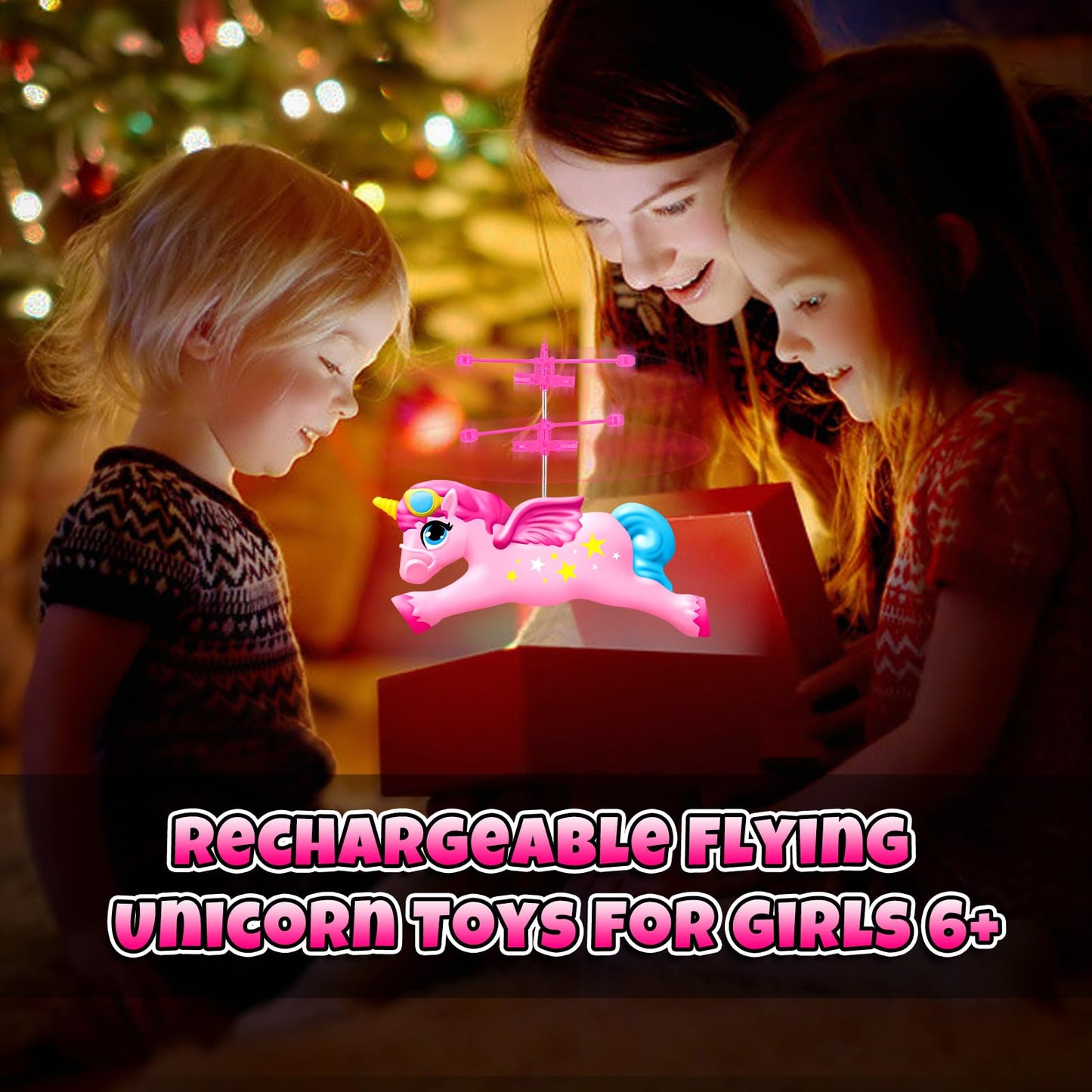 Tcvents Flying Unicorn Toys for Girls, Rc & Hand Operated Flying Ball Mini Drone with LED Lights Remote Control Helicopter Indoor Flying Toy Gifts for Kids Age 6-8 9 10 11 12+ Years Old
