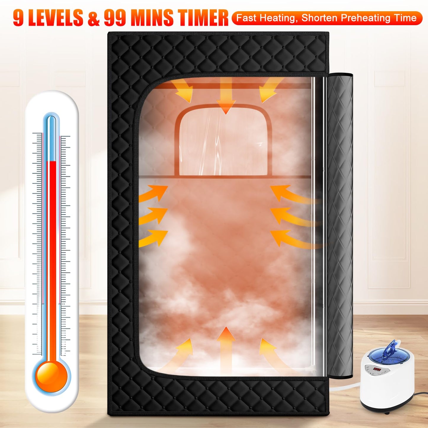 X-Vcak Upgraded Portable Sauna for Home,Relaxation, Steam Sauna for Home with Steamer, Remote Control, Folding Chair, 9 Levels