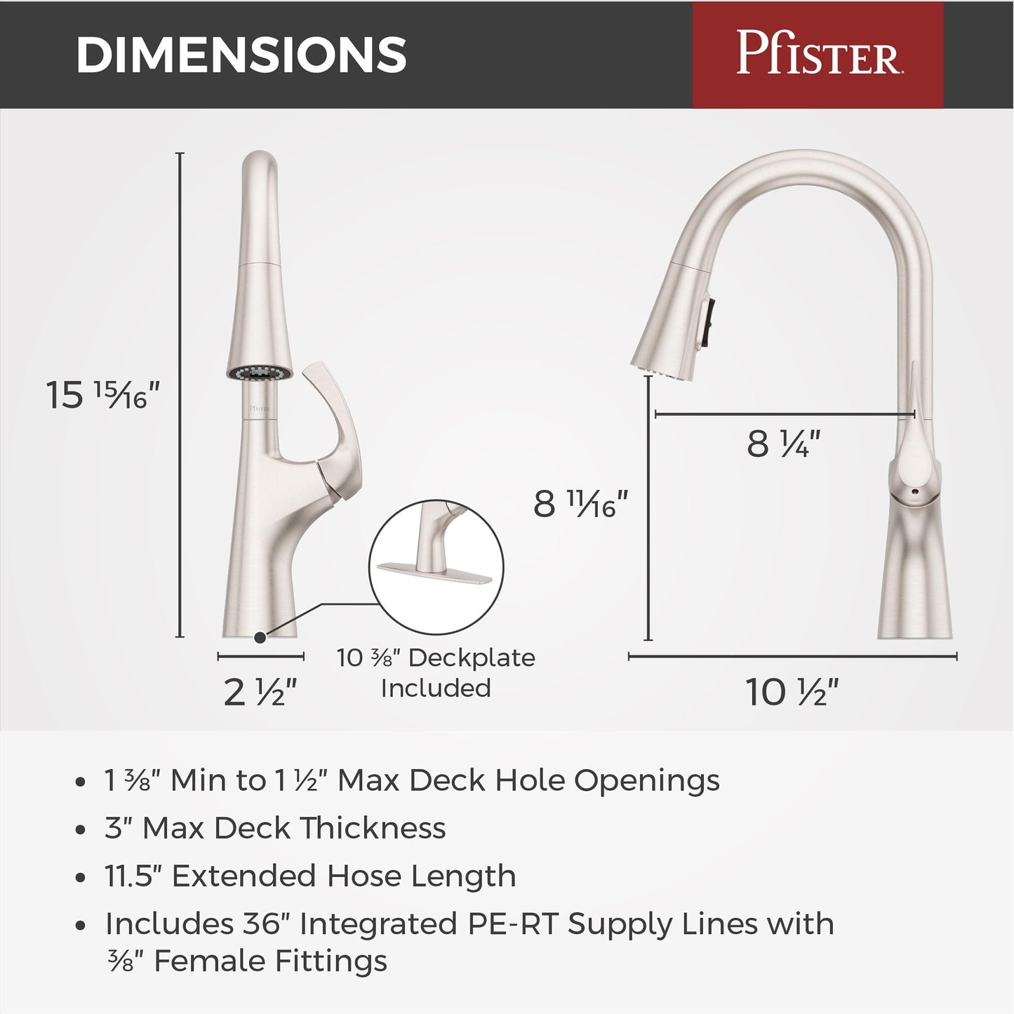 Pfister Talega Kitchen Faucet with Pull Down Sprayer, Single Handle, High Arc, NSF Certified, Spot Defense Stainless Steel Finish, F5297TEGS
