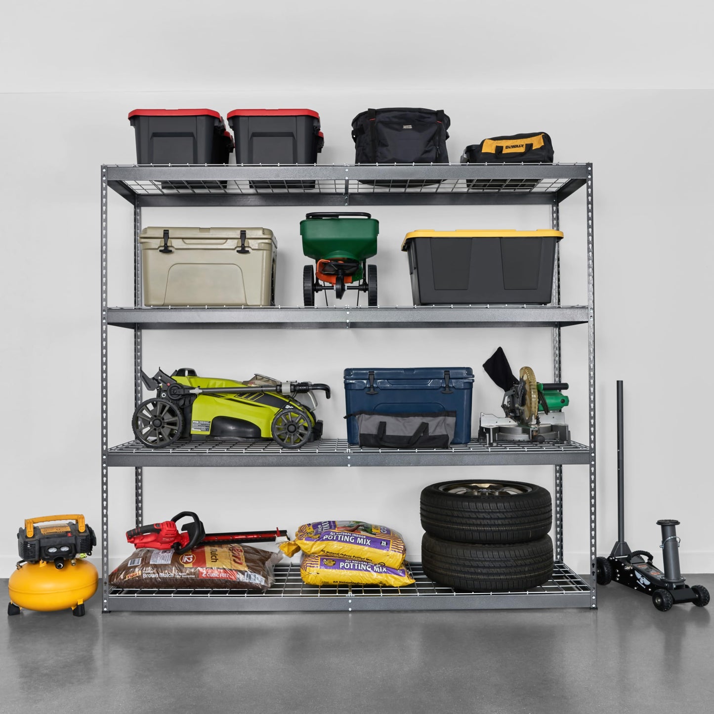 SafeRacks Garage Shelving - Storage Rack That Holds 500 Pounds Per Shelf - All Steel Shelves for Storage - Easy to Assemble Shelving Storage, Garage Shelf, Hammertone (24" x 92" x 84")