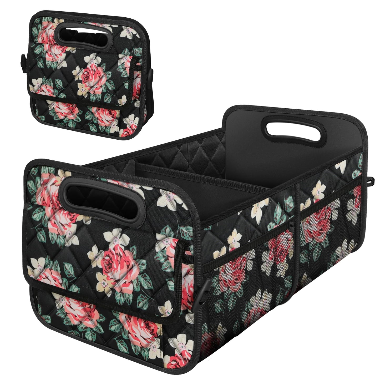 Deosk Car Trunk Organizer for SUV, Car Organizers and Storage with 6 Pocket, Car Accessories for Women/Men 50LWaterproof Polyester Trunk Organizer, Black