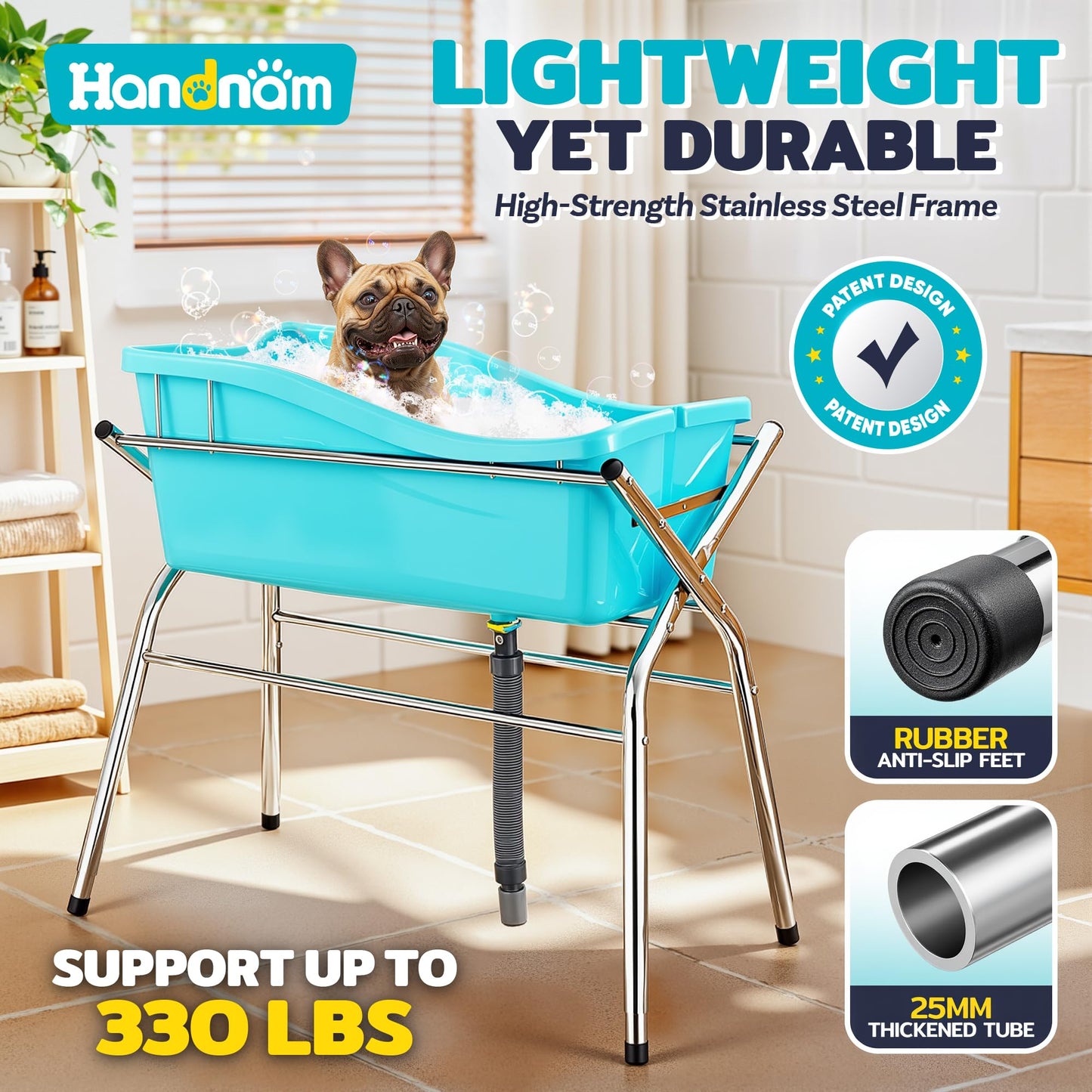 Handnam Metal Dog Bath Tub, Portable Dog Washing Bathing Station (Patent Design)