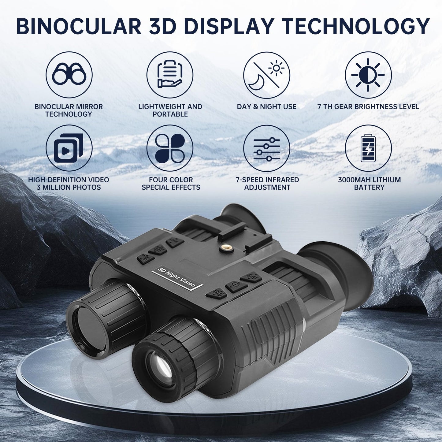 Night Vision Goggles,Qpingan 4K HD Infrared Tactical Night Vision Binoculars for Adults with Head Mounted Dual 1.4" Screen 8X Digital Zoom 3000mAh Battery 32G Card for Hunting Essentials Camping Gear