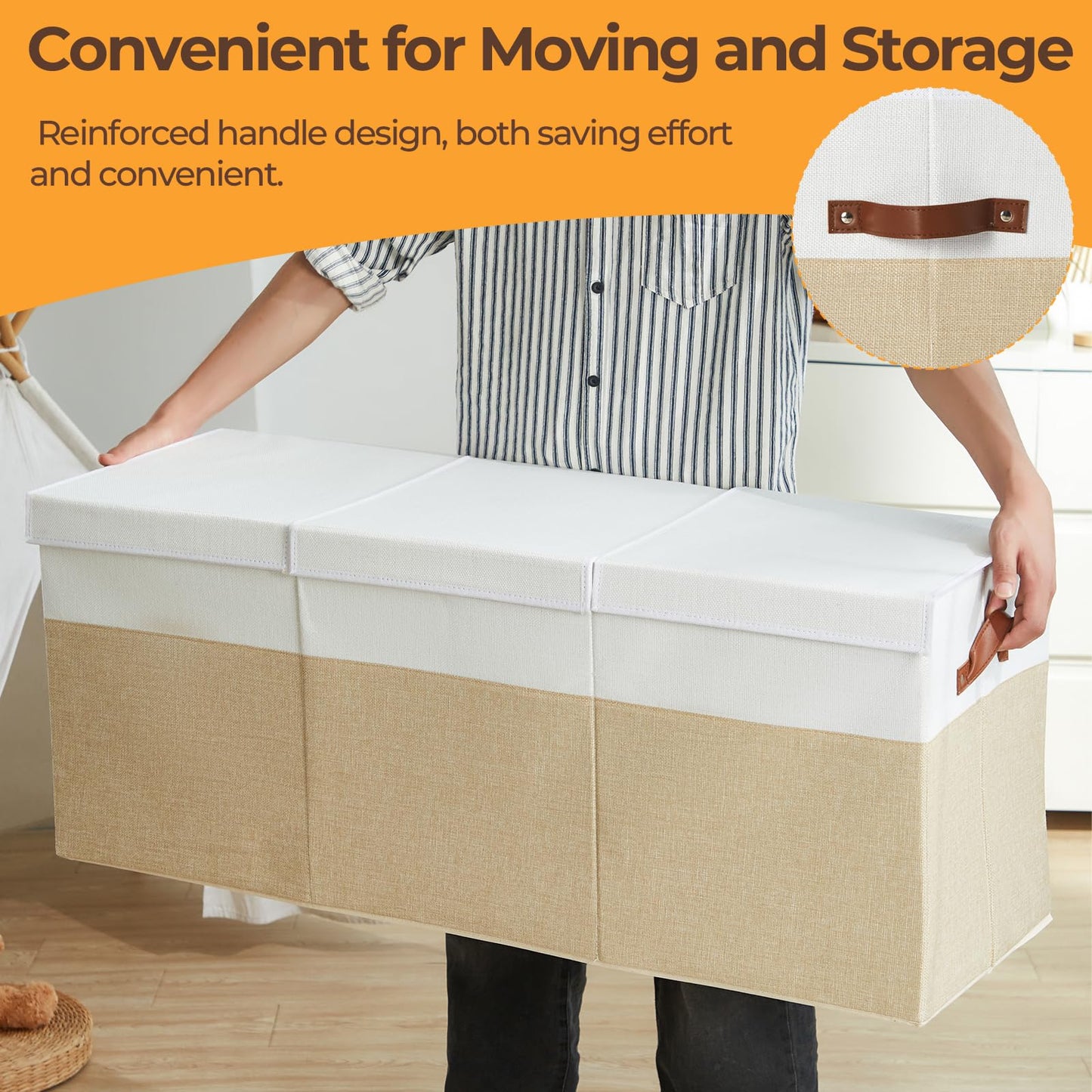 Uniency Extra Large Toy Box,150L Foldable Sturdy Toy Storage with Lid,40"x14"x16" Kids Storage Organizer, Toy Chest for Boys&Girls,for Living Room,Nursery,Bedroom,Playroom,Large Capacity Toybox(Beige)