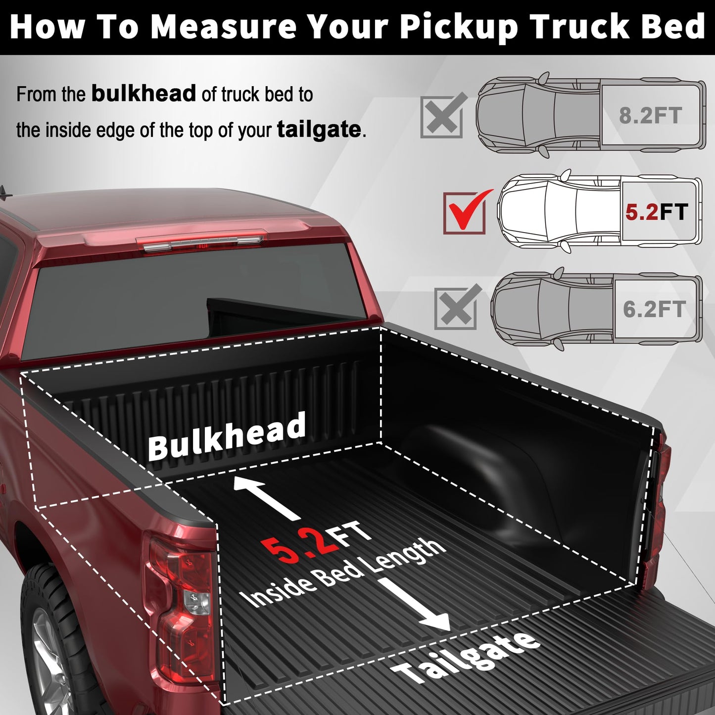 TITANICMOTOR Soft Tri Fold Truck Bed Tonneau Cover Compatible for 2016-2023 Toyota Tacoma 3-Fold 5FT 60.5Inch