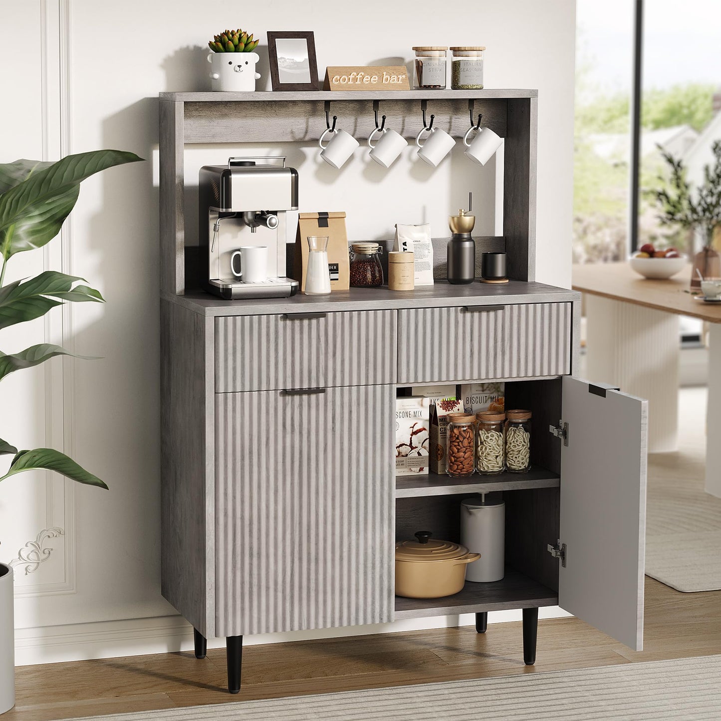 IDEALHOUSE 2-Door Sideboard Buffet Cabinet with 2 Drawers, Wood Storage Cabinet for Dining Room, Kitchen, and Living Room, Coffee Bar Console Table
