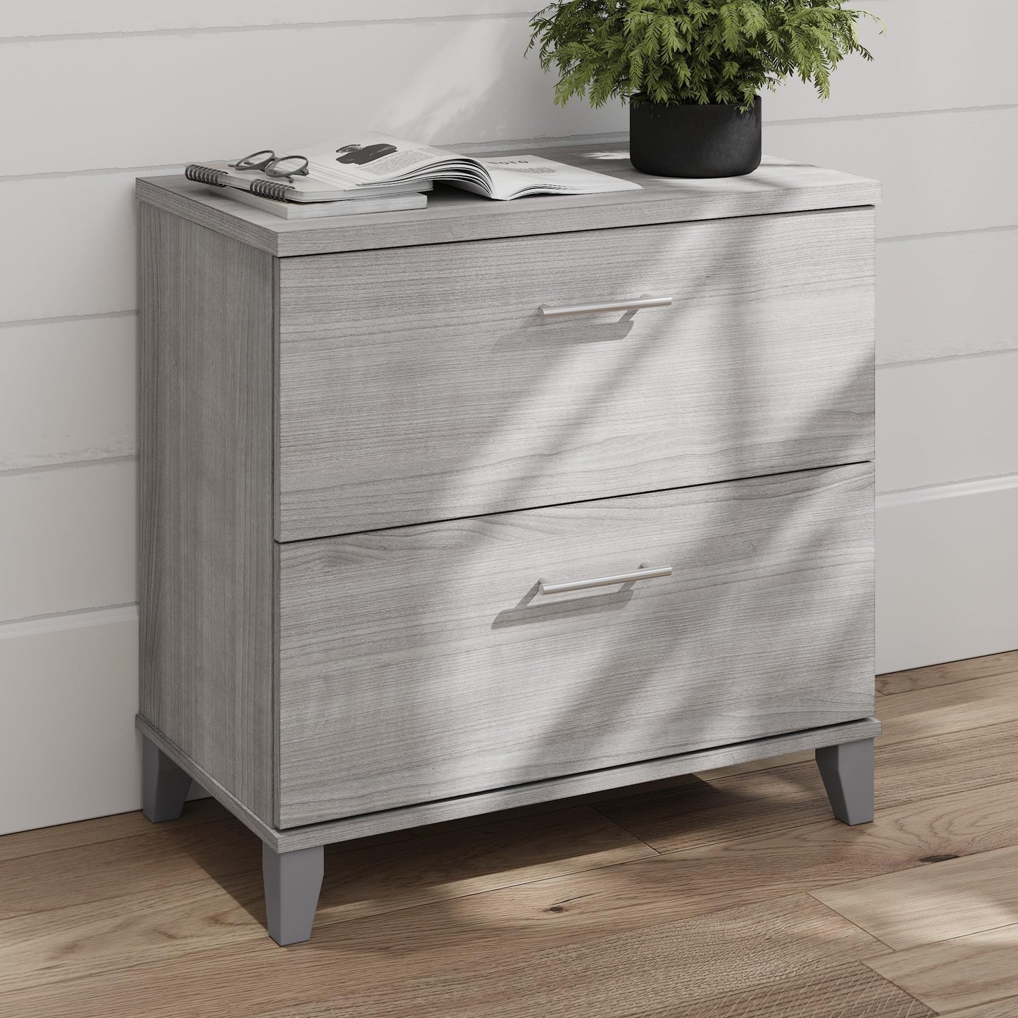 Bush Home 2 Drawer Lateral File Cabinet, Letter and Legal-Size Document Storage for Home or Professional Office, Somerset Collection, Platinum Gray