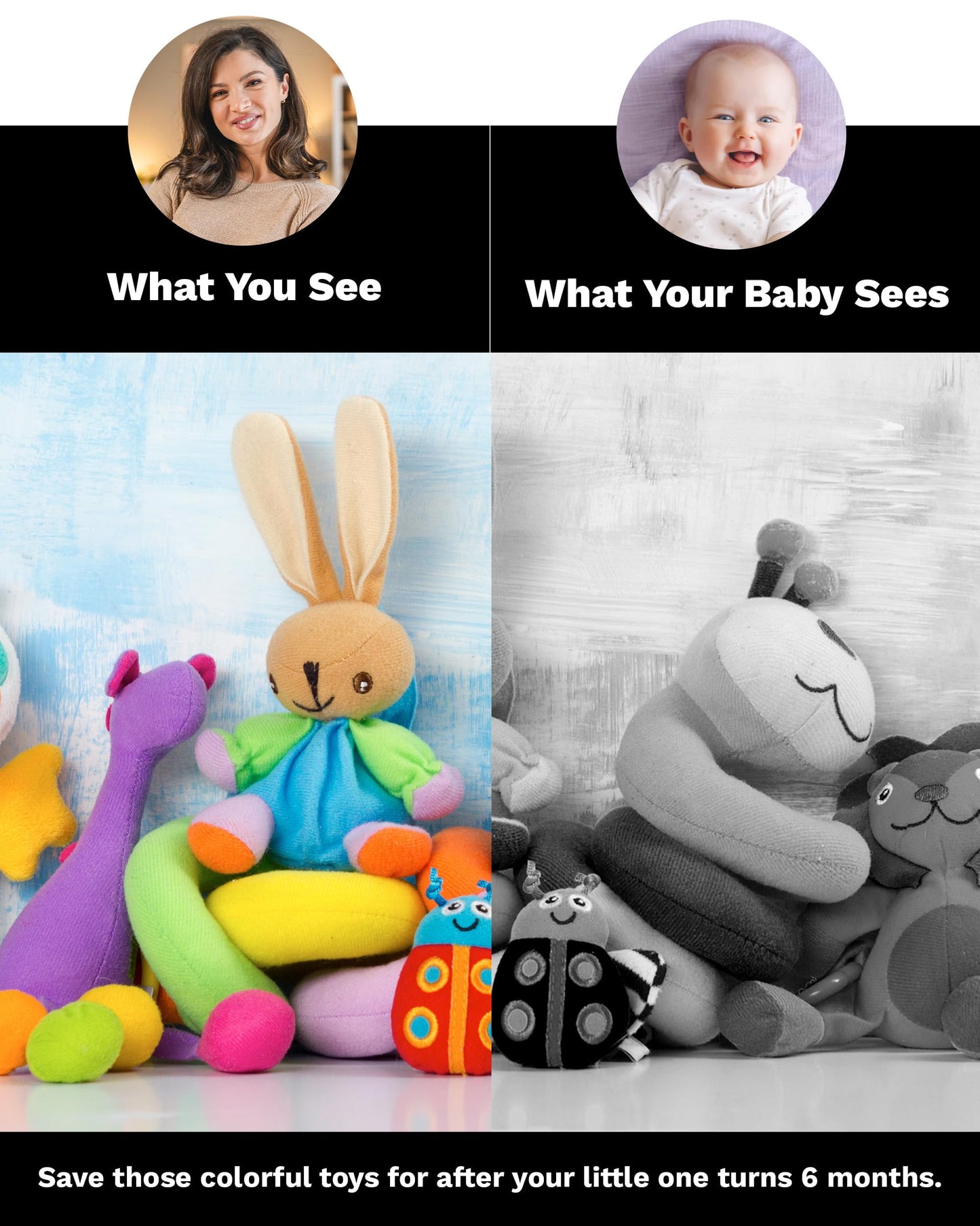 Samuel Sensory Board for Babies - Supersized Black and White Baby Cards for Developmental Newborn Tummy Time Toys - 100cm Newborn Black & White Toys for 0-3 Months & Older - Thick Stand Up Board No. 1
