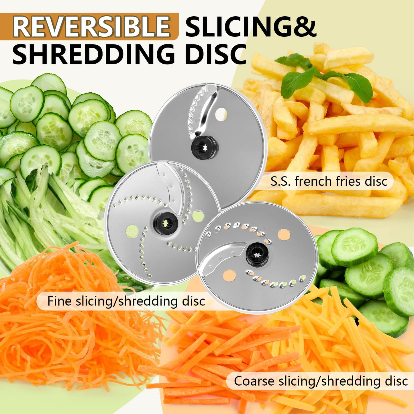 COOKLEE Food Processor, 600 Watts, 6 Functions Electric Food Chopper for Chopping, Mincing, Dicing, Shredding, Slicing, Purees & Dough with 12cup Processor Bowl, Food Chute & Pusher, Silver