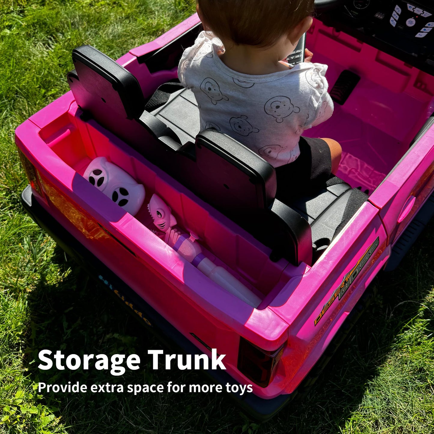 Hikiddo 24V 2 Seater Ride on Toy for Big Kids, Electric SUV Kids Car to Drive with Parent Remote, 2WD/4WD Switchable - Pink