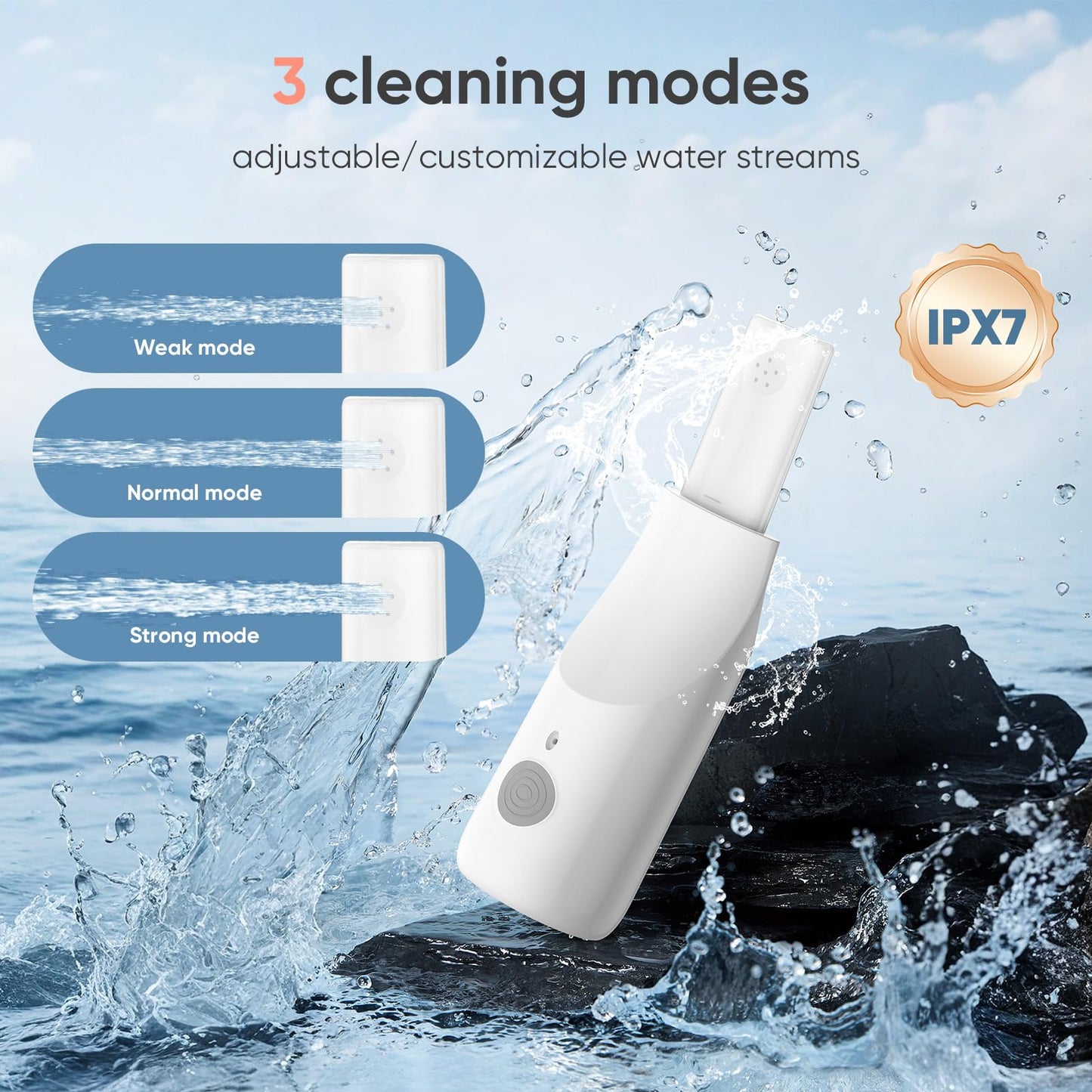 POCALAND Portable Travel Bidet & 8 PCS Disposable Urine Bag, for Women/Men Baby Cleaning, IPX7 Waterproof High Pressure Rechargeable Electric Handheld Bidet for Camping, Traffic Jams (White)
