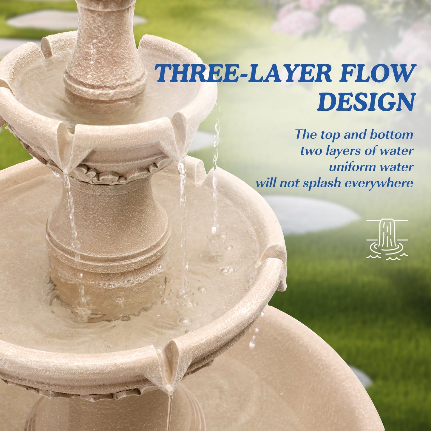 Dephet Italian Outdoor Water Fountains Garden Decor - 48.4''H Fountains and Waterfalls Outside, Large Cascading Indoor Floor-Standing Resin Bubbler Fountain Features W/Pump for Patio, Yard and Home