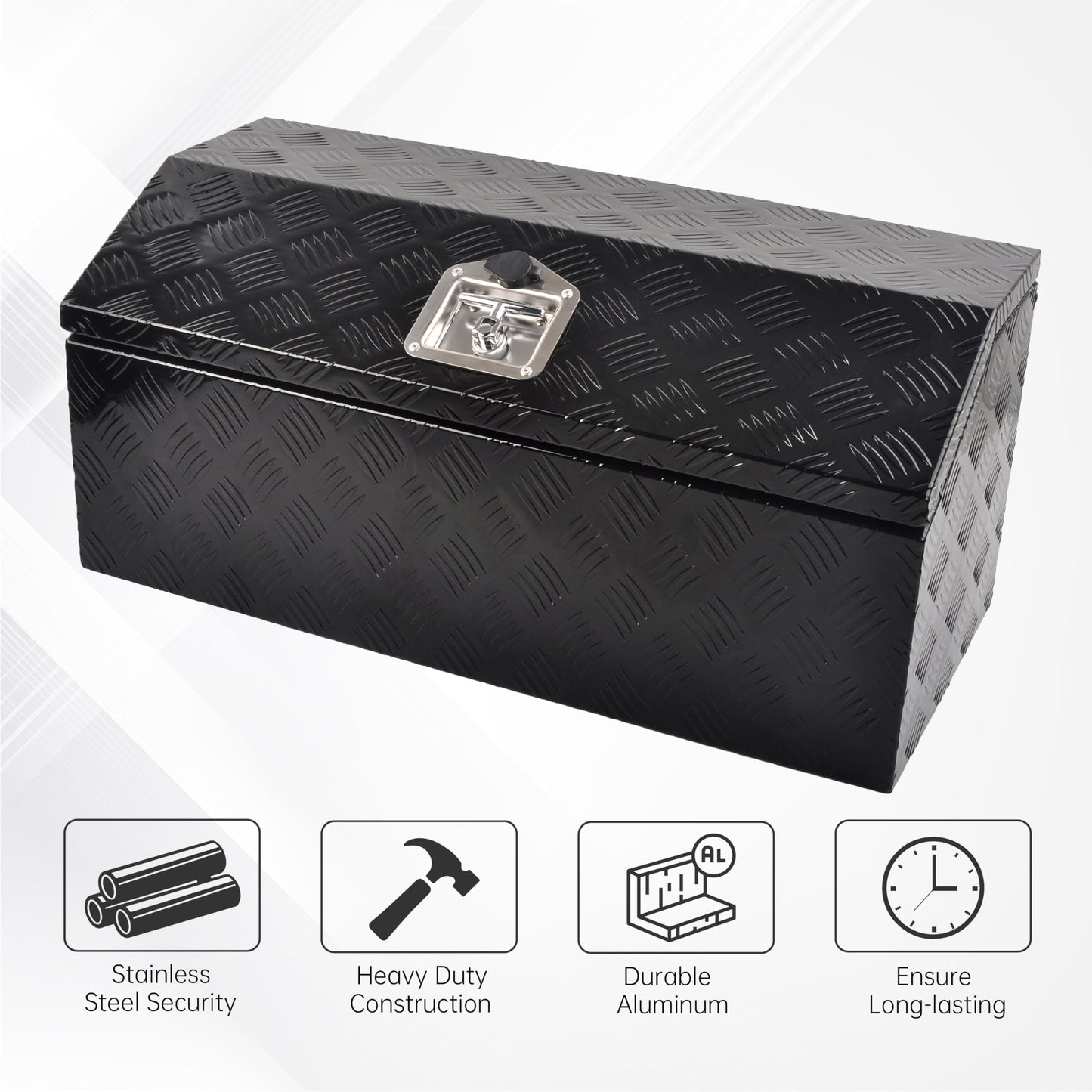 GESEXI 30 Inch Aluminum Truck Tool Box,Heavy Duty Truck Bed Tool Box Storage Organizer with T-Handle, Black (30'' x 13.2'' x 13.5'')