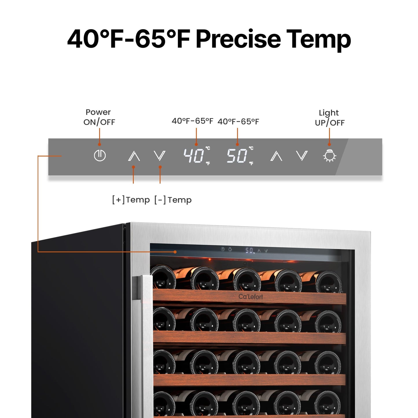 Ca'Lefort 24 Inch Wine Cooler Refrigerator, 61 Bottles Wine Coolers with Glass Door, 3 LED Built-in Compressor Fridge with Adjustable Shelves for Home Office Bar (5.65 cu.ft)